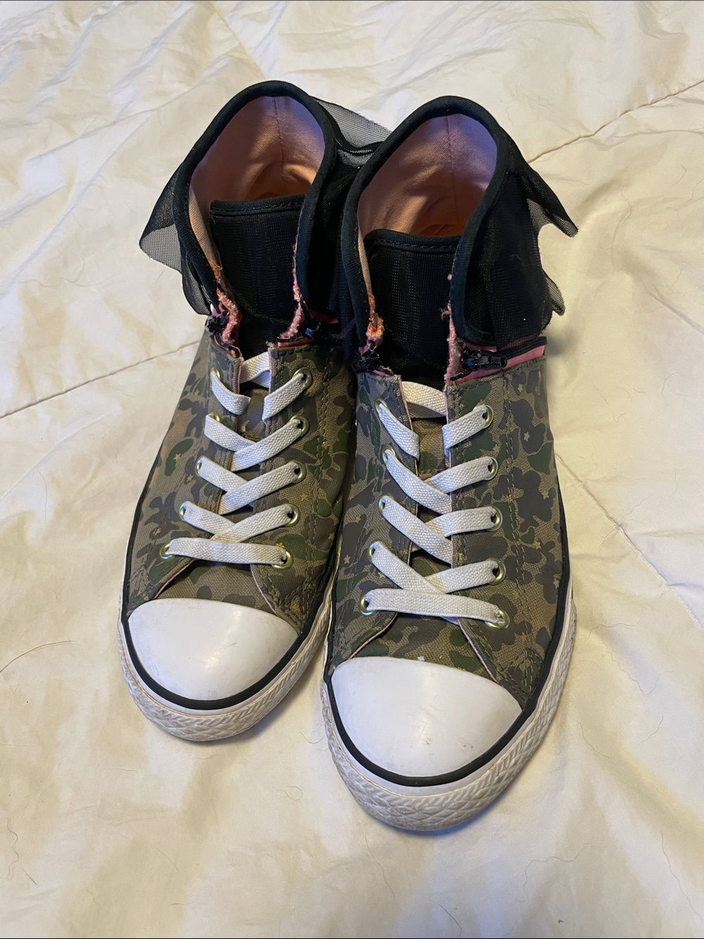 Converse Women's Camo High-Top Sneakers with Pink Lining